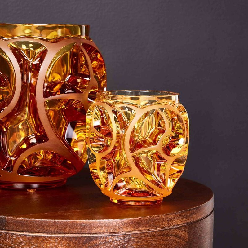 Tourbillons Small Vase Amber Crystal Lalique