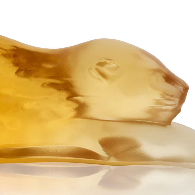 Zeila Panther Small Sculpture Amber Crystal Lalique