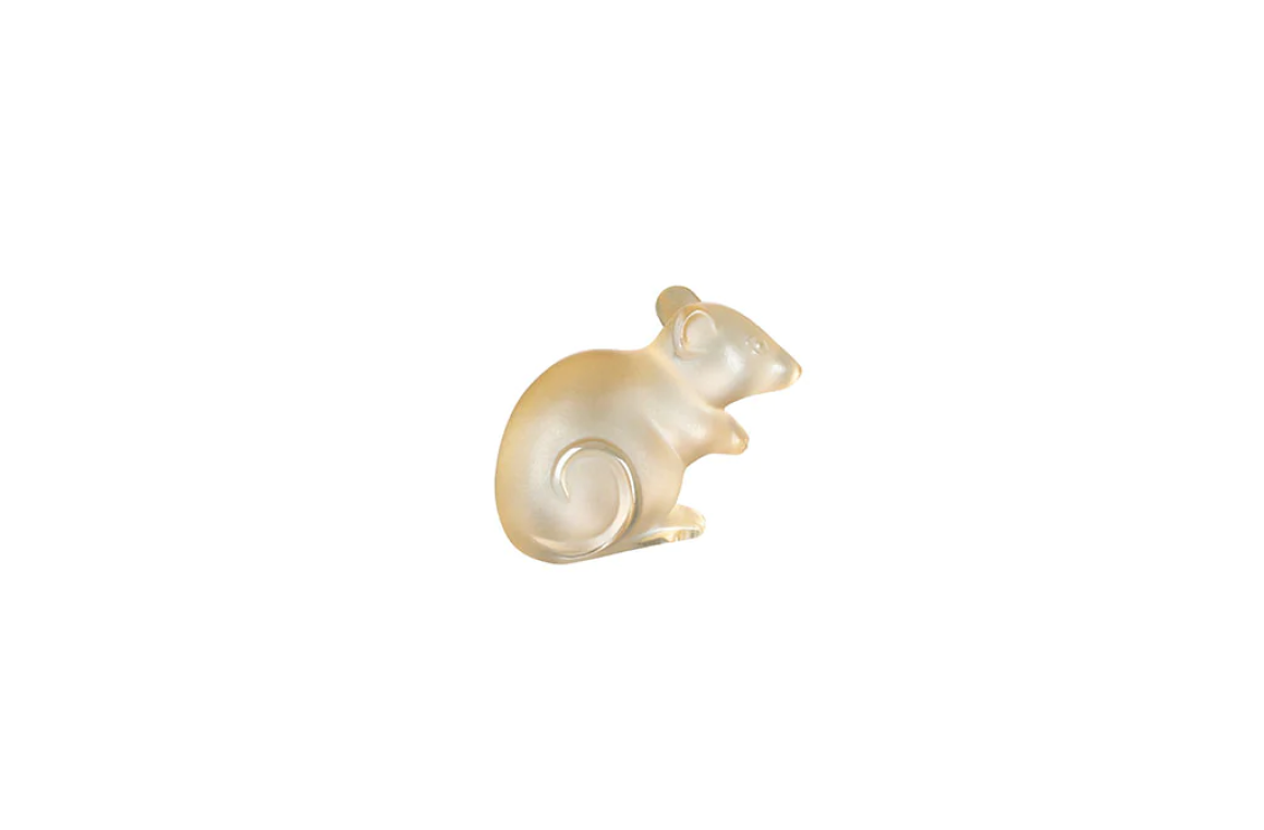 Mouse Sculpture Gold Luster Crystal Lalique