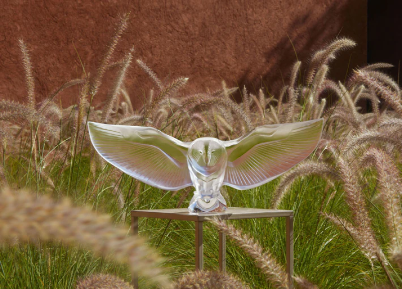 Barn Owl Sculpture Clear Crystal Lalique