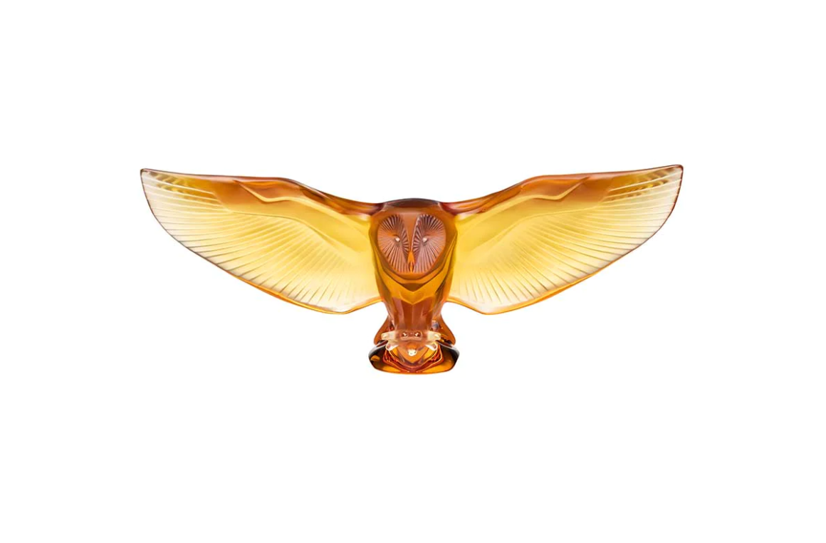 Barn Owl Sculpture Amber Crystal Lalique