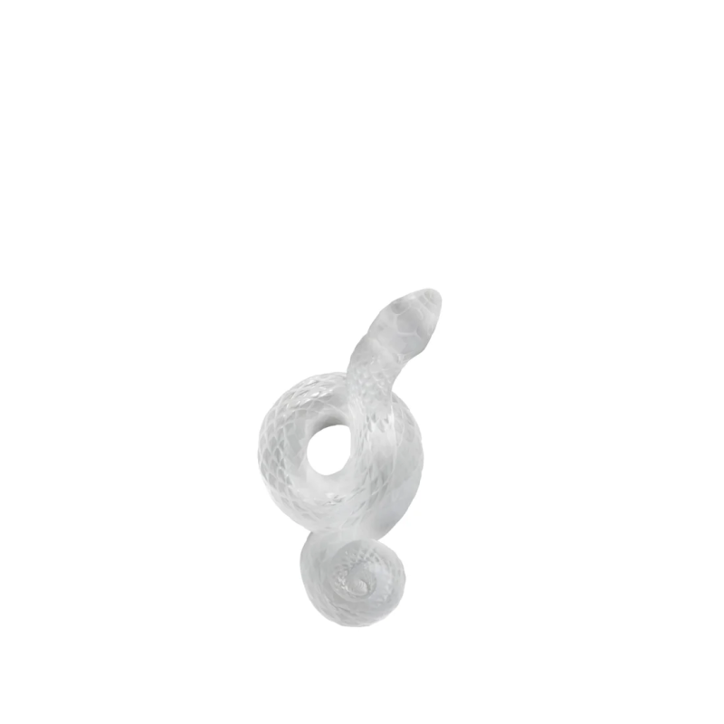 Snake Head Up Clear Crystal Sculpture Lalique