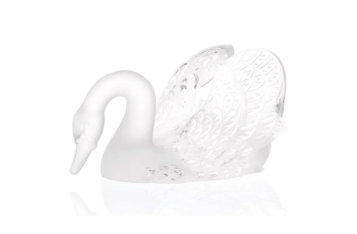 Swan Head Down Sculpture Clear Crystal Lalique