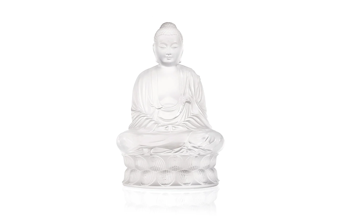 Tall Buddha Sculpture Clear Crystal Lalique