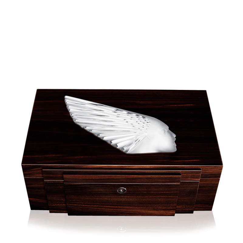 Victoire Cigars Box Clear Crystal Natural Ebony Lalique