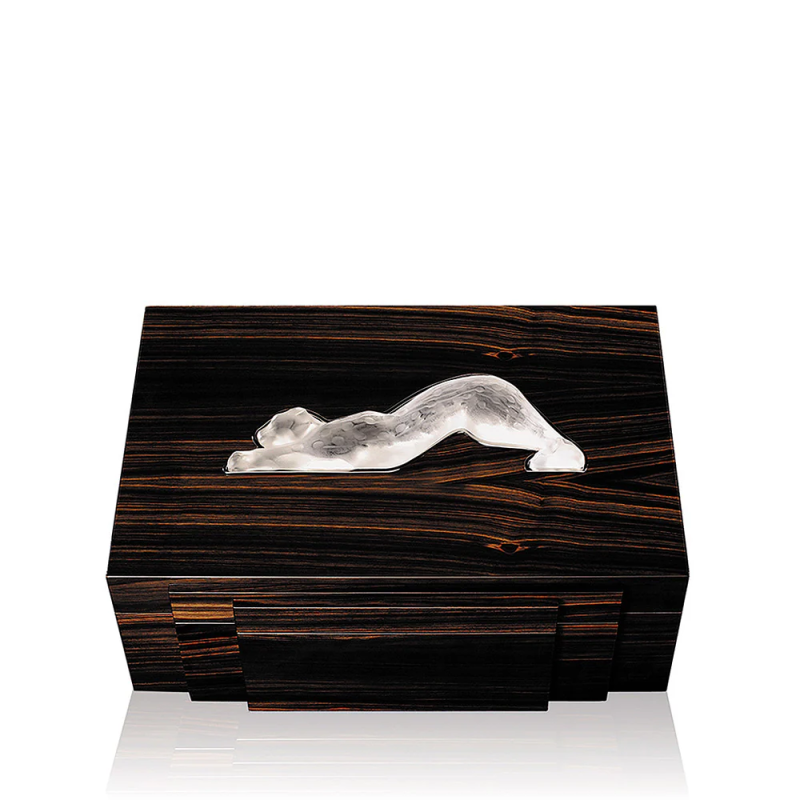 Zeila Cigars Box Clear Crystal Natural Ebony Lalique