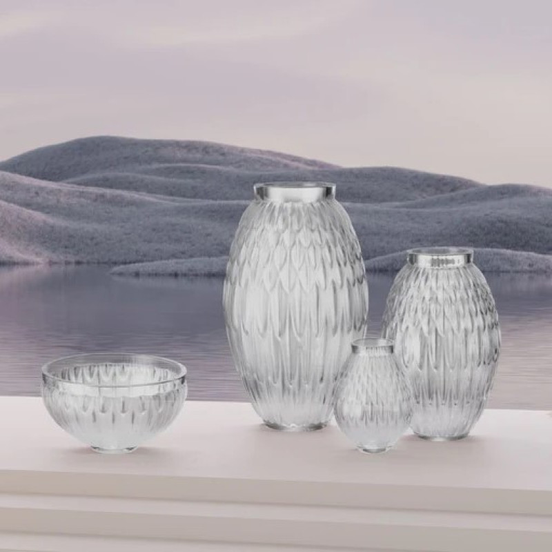 Plumes Small Vase Clear Crystal Lalique