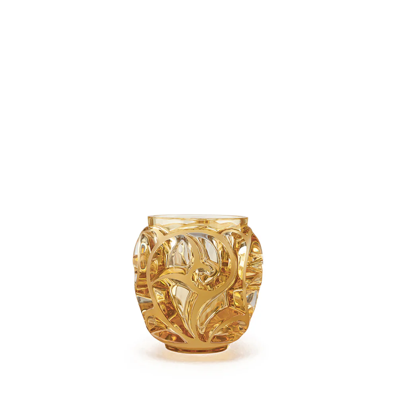 Tourbillons Small Vase Amber Crystal Lalique
