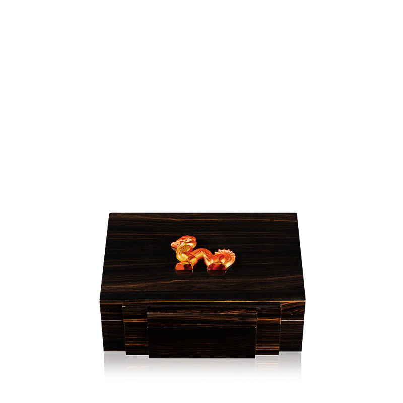 Dragon Cigars Box Small Amber Natural Ebony Crystal Lalique