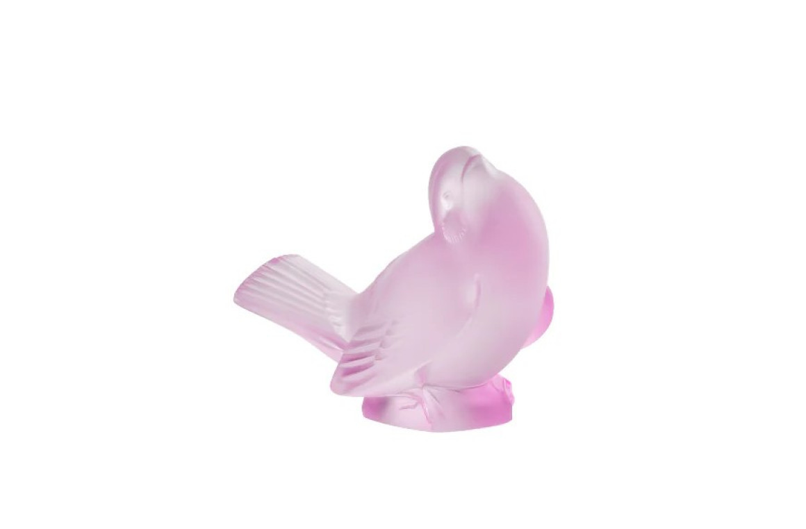 Sparrow Sculpture Pink Luster Crystal Lalique